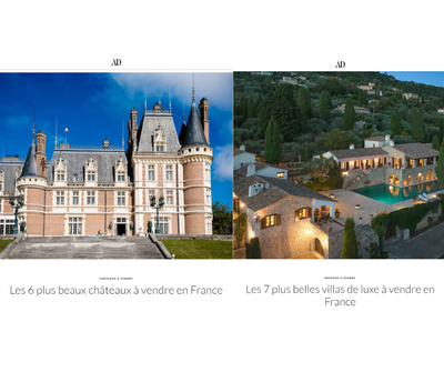 Presse Architectural Digest : les plus belles villas et les plus beaux châteaux de France